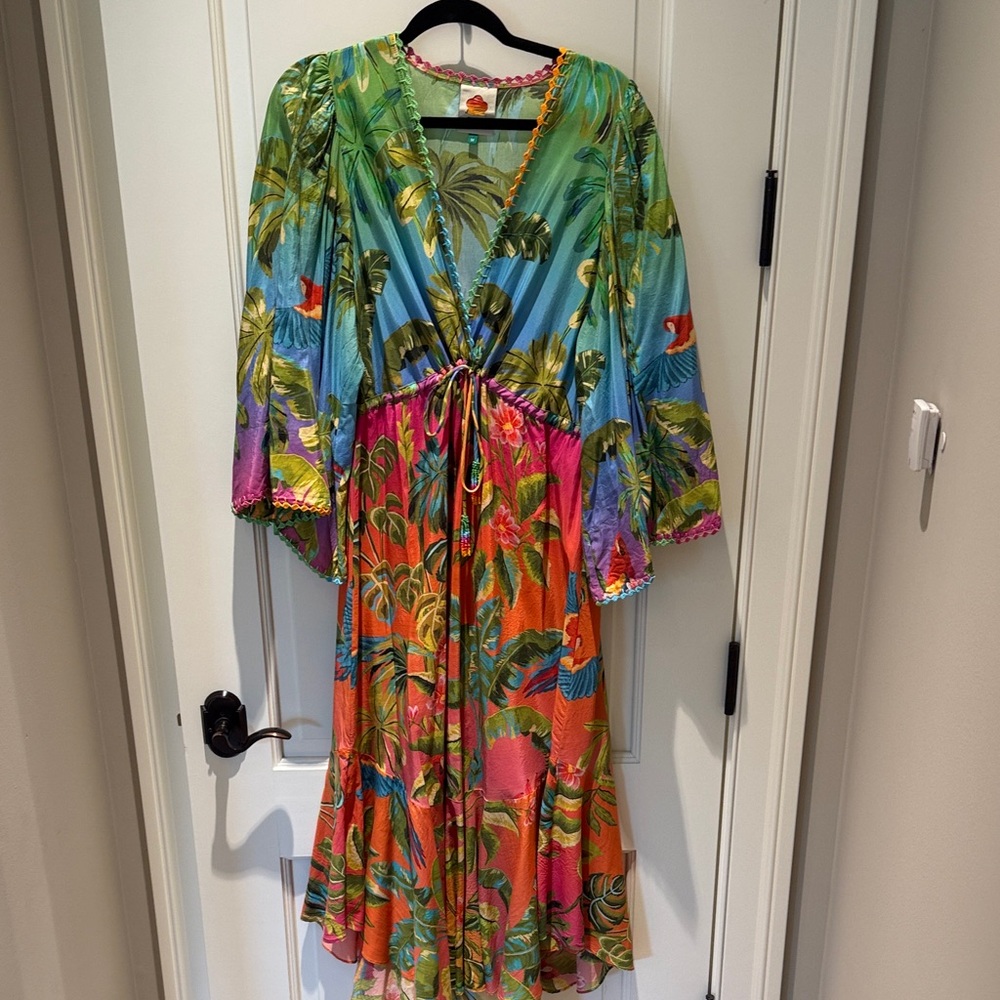 FARM Rio Multicolor Tropical Long Sleeve Dress